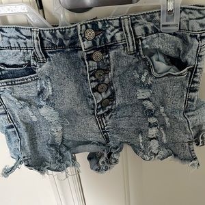 Índigo rein high rise ripped Jean shorts size 9/28
